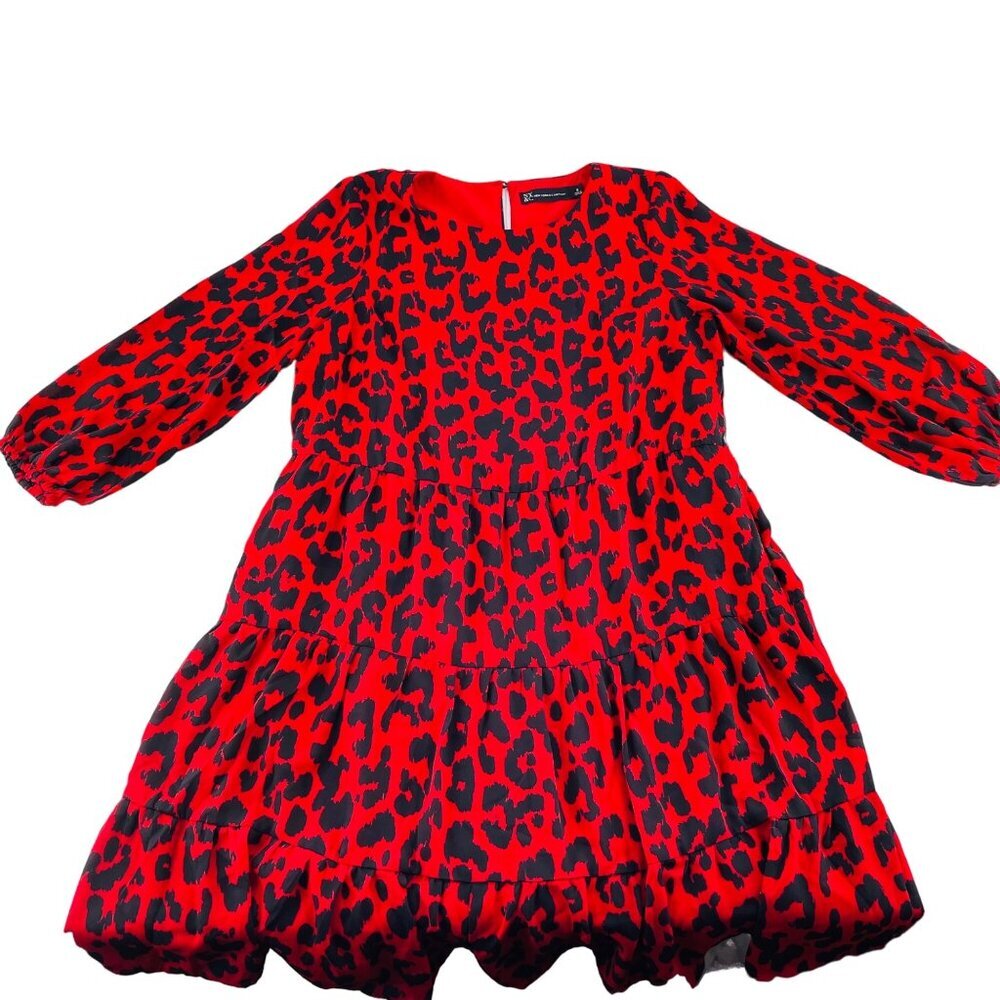 Red & Black Leopard Print Long Sleeve Dress - NY & Company Size Small NWT